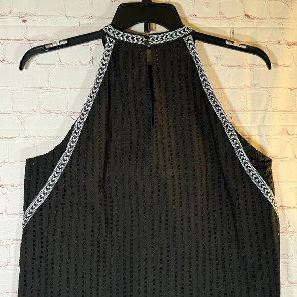 BCBGMax Azria Women's Striped Eyelet Halter Dress, Black Size M With Imperfectio - Picture 7 of 13